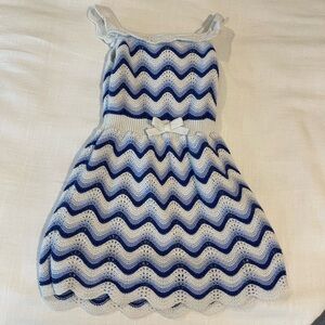 Janie and Jack Blue and White Zigzag Knit Dress